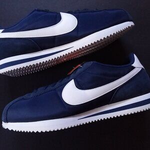 Nike Cortez Nylon Nubuck Suede Trim Trainers Sneakers Navy Blue